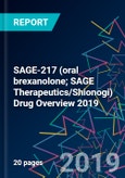 SAGE-217 (oral brexanolone; SAGE Therapeutics/Shionogi) Drug Overview 2019- Product Image